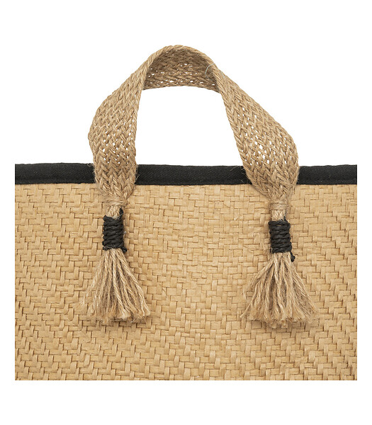 ATMOSPHERA - Lot de 3 Paniers de rangement avec doublure tissu et poignées en jute - large