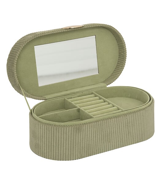 ATMOSPHERA - Boîte à bijoux en velours Vert Kaki avec miroir - large