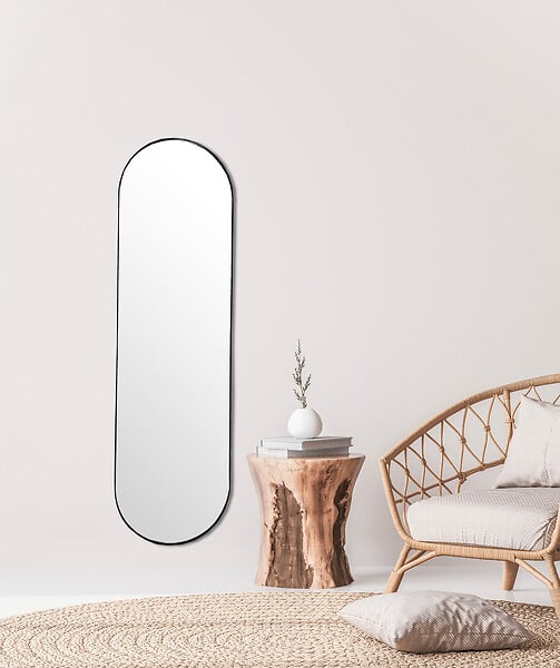 DADA ART - Miroir ovale acier noir mat 40x140cm - large