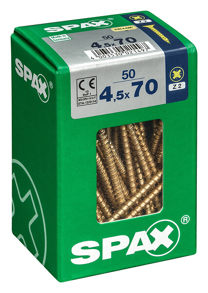 SPAXFRANCE - SPAX TF PZ 4.5x70 YELLOX 50 PC - large