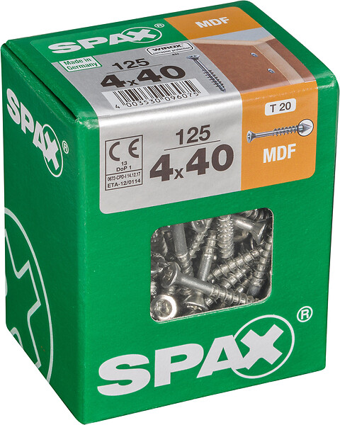 SPAXFRANCE - SPAX MDF TX 4x40 WIROX 125 PC - large