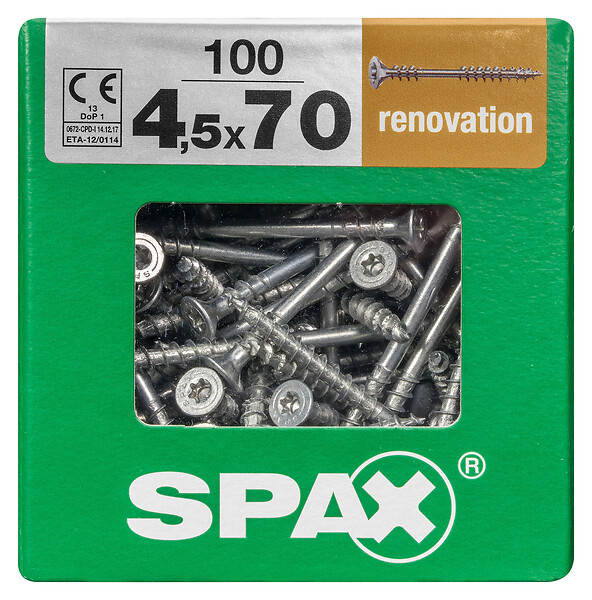 SPAXFRANCE - SPAX RENOVATION 4.5x70 WIROX TX 100 PC - large