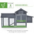 PAWHUT - Poulailler cottage cage à poules sur pied dim. 151L x 54l x 87H cm multi-équipement bois pin gris - vignette