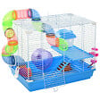 PAWHUT - Cage à hamster rongeur 2 niveaux avec tunnel, biberon eau, roue, maisonnette, échelles - dim. 46L x 30l x 37H cm - métal blanc PP bleu - vignette