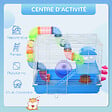 PAWHUT - Cage à hamster rongeur 2 niveaux avec tunnel, biberon eau, roue, maisonnette, échelles - dim. 46L x 30l x 37H cm - métal blanc PP bleu - vignette