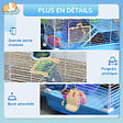 PAWHUT - Cage à hamster rongeur 2 niveaux avec tunnel, biberon eau, roue, maisonnette, échelles - dim. 46L x 30l x 37H cm - métal blanc PP bleu - vignette