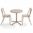 OVIALA - Ensemble table ronde et 2 chaises de jardin bistrot en métal taupe - Palavas - vignette