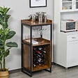 HOMCOM - Homcom Casier À Vin Design Industriel Étagère À Bouteilles 9 Bouteilles Support Verres À Vin Intégré Métal Noir Aspect Vieux Bois Veinage - vignette