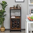 HOMCOM - Homcom Casier À Vin Design Industriel Étagère À Bouteilles 9 Bouteilles Support Verres À Vin Intégré Métal Noir Aspect Vieux Bois Veinage - vignette