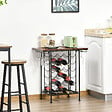 HOMCOM - Homcom Étagère Style Industriel Étagère Porte Bouteilles Casier À Vin 24 Bouteilles Support Verres À Vin Intégré 6 Max. Métal Noir Mdf Aspect Bois Noyer - vignette