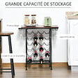 HOMCOM - Homcom Étagère Style Industriel Étagère Porte Bouteilles Casier À Vin 24 Bouteilles Support Verres À Vin Intégré 6 Max. Métal Noir Mdf Aspect Bois Noyer - vignette