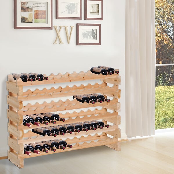 HOMCOM - Homcom Étagère À Bouteilles Casier À Vin Range Bouteilles Horizontal 6 Niveaux 72 Bouteilles Max. Dim. 114l X 28l X 80h Cm Bois De Pin Massif - large