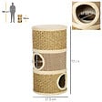PAWHUT - Arbre à chat cylindrique - tour à griffer pour chat - arbre à chat tour - Tonneau griffoir - 3 niches + plateforme - sisal corde d'algues beige - vignette
