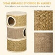 PAWHUT - Arbre à chat cylindrique - tour à griffer pour chat - arbre à chat tour - Tonneau griffoir - 3 niches + plateforme - sisal corde d'algues beige - vignette