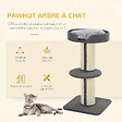 PAWHUT - Arbre à chat avec griffoir centre d'activités 2 plateformes coussin gris - vignette