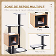 PAWHUT - Arbre à chats design contemporain griffoirs grattoirs sisal naturel centre d'activités niche plate-formes jeu boules suspendues 71L x 49l x 120H cm MDF noir hêtre - vignette