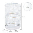 PAWHUT - Cage à oiseaux volière avec mangeoires perchoirs plateau amovible 2 portes dim. 46,5L x 35,5l x 92H cm métal blanc - vignette