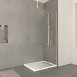 AURLANE - Paroi de Douche 90x200cm Verre 8mm - Profilé + Barre Plafond Finition Or Brossé - FREEDOM 2 GOLD - vignette
