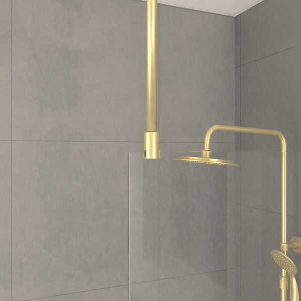 AURLANE - Paroi de Douche 90x200cm Verre 8mm - Profilé + Barre Plafond Finition Or Brossé - FREEDOM 2 GOLD - large