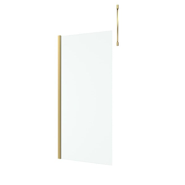 AURLANE - Paroi de Douche 90x200cm Verre 8mm - Profilé + Barre Plafond Finition Or Brossé - FREEDOM 2 GOLD - large