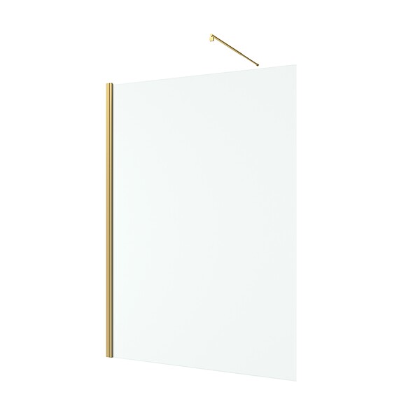 AURLANE - Paroi de Douche 140x200cm Verre Transparent - Barre de Fixation Extensible et Profil Or Brossé - large