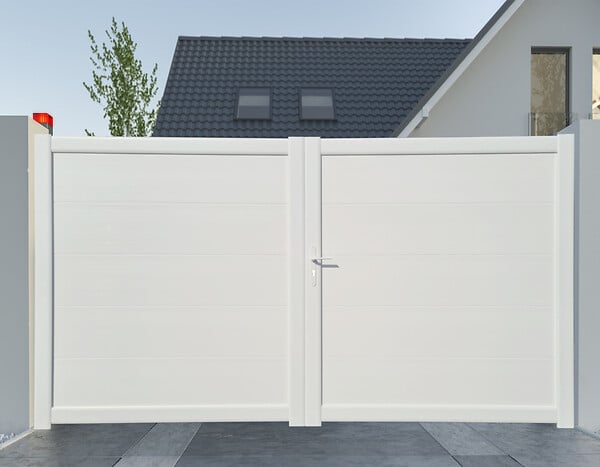 MOREY - Portail battant PVC Palma - Blanc - L.350xH.165cm - large