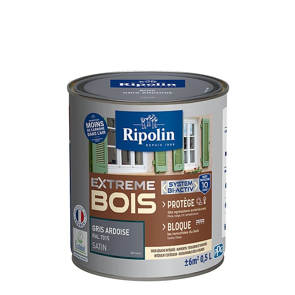 RIPOLIN - Peinture bois RIPOLIN gris ardoise RAL 7015 0,5L - large