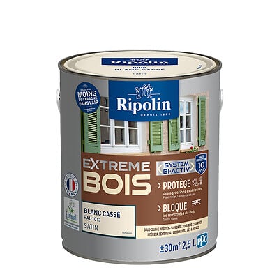 RIPOLIN - Peinture bois - Blanc cassé RAL 1013 - 2,5L - large