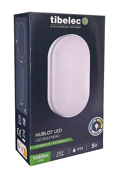 TIBELEC - Hublot ovale LED ALUDRA Blanc 12W - large
