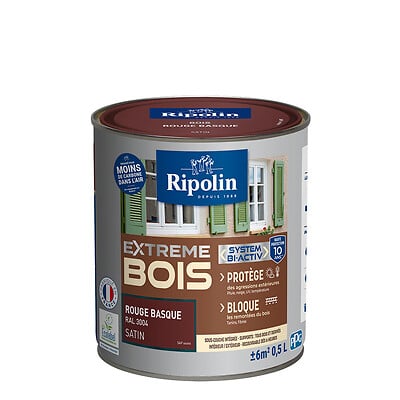 RIPOLIN - Peinture bois RIPOLIN rouge basque RAL 3004 0,5L - large
