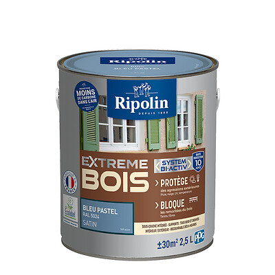 RIPOLIN - Peinture bois - Bleu pastel RAL 5024 - 2,5L - large