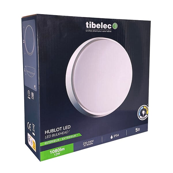TIBELEC - VELA Hublot rond blanc IP54 12W couleurs de lumière réglable - D.210 X - large