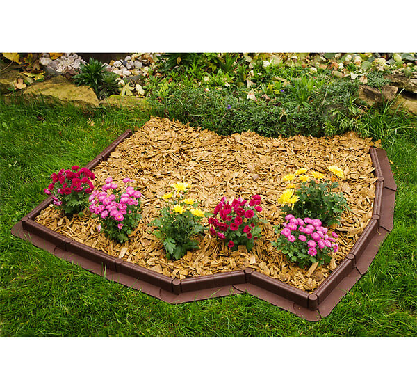 TIMBELA - Bordure De Jardin Décorative En Plastique Marron - 10 M De Long X 6 Cm De Haut - large