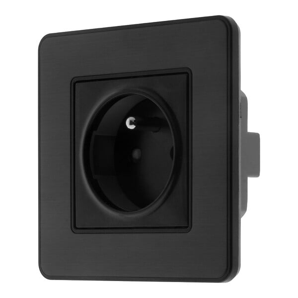 ZENITECH - Prise 2P+T 16A simple complet - métal Noir brossé - Kouro - Zenitech - large