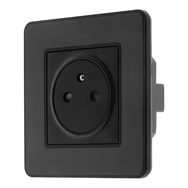 ZENITECH - Prise 2P+T 16A simple complet - métal Noir brossé - Kouro - Zenitech - large