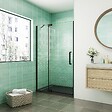 AICA SANITAIRE - AICA  porte de douche pivotante 90x195cm profilé noir 8mm verre anticalcaire installation en niche - vignette