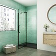 AICA SANITAIRE - AICA  porte de douche pivotante 90x195cm profilé noir 8mm verre anticalcaire installation en niche - vignette