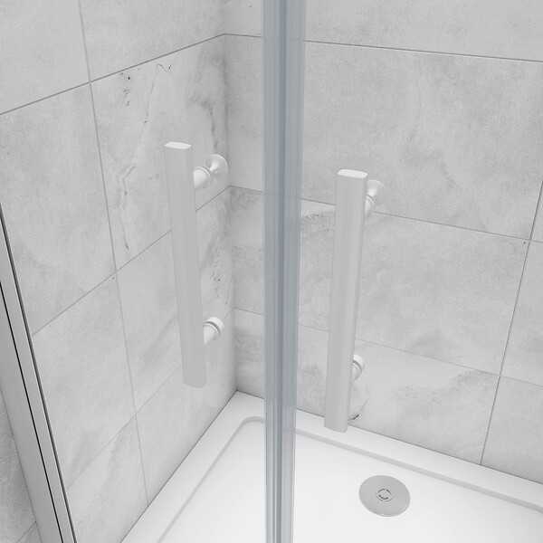 AICA SANITAIRE - AICA porte de douche battante 80x180cm profilé blanc en 5mm verre anticalcaire porte de douche Hauteur 180cm Installation en niche - large
