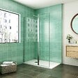 AICA SANITAIRE - AICA paroi de douche 90x200cm avec retour pivotant 50x200cm en 8mm verre securit, paroi de douche à l'italienne avec une barre de fixation 73-120cm - vignette
