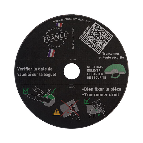 NORTON - Disq tronc.  fin  plat extreme tous materiaux 230 x 1,9 x 22,2 - large