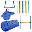PAWHUT - Agility sport pour chiens équipement complet obstacle, tunnel, slalom, zone repos + sac de transport bleu jaune - vignette