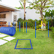 PAWHUT - Agility sport pour chiens équipement complet obstacle, tunnel, slalom, zone repos + sac de transport bleu jaune - vignette