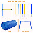 PAWHUT - Agility sport pour chiens équipement complet obstacle, tunnel, slalom, zone repos + sac de transport bleu jaune - vignette