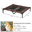 PAWHUT - Lit sur pieds pour chien chat lit de camp animal lit surélevé Oxford textilène micro-perforé dim. 92L x 76l x 18H cm marron - vignette