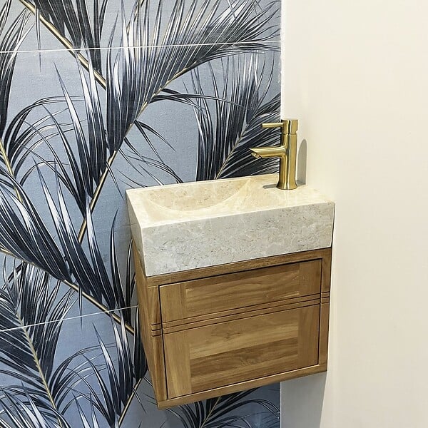 ESSEBAGNO - Luisa mitigeur lave-mains or brossé eau chaude et froide - large