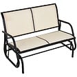 OUTSUNNY - Banc à bascule de jardin 2 places design contemporain grand confort accoudoirs assise et dossier ergonomique acier textilène beige - vignette