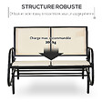 OUTSUNNY - Banc à bascule de jardin 2 places design contemporain grand confort accoudoirs assise et dossier ergonomique acier textilène beige - vignette