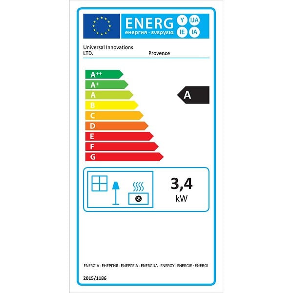 UNIVERSAL - Poele à gaz 3,4KW Fonte véritable Provence Marron miel + Tuyau gaz + Detendeur gaz butane UNIVERSAL - large