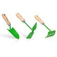 VITO - Kit 3 outils de jardin VITO Acier et manche bois de hêtre Transplantoir + Serfouette + Rateau 5 dents - vignette