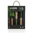VITO - Kit 3 outils de jardin VITO Acier et manche bois de hêtre Transplantoir + Serfouette + Rateau 5 dents - vignette